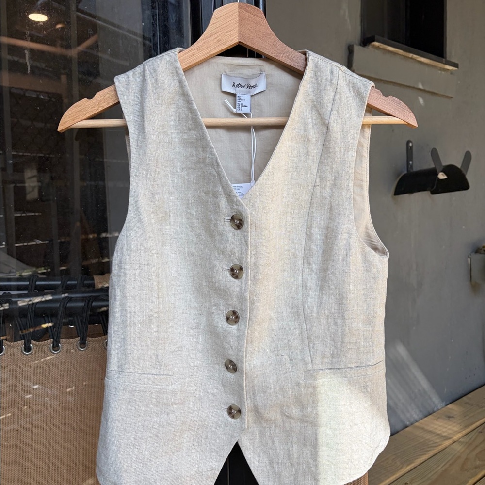 & Other Stories Natural Beige Linen Vest
